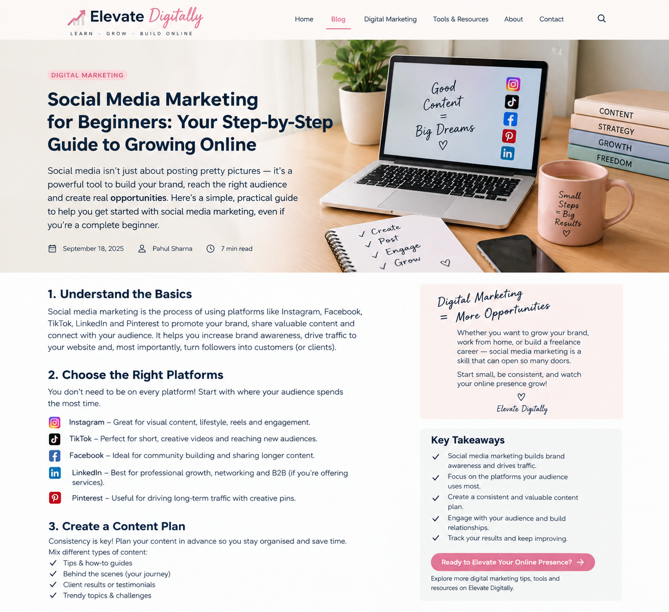 Social media marketing for beginners using popular social media platforms.